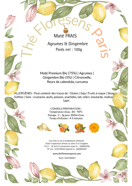 Maté Frais Agrumes & Gingembre - Thé Floresens Paris