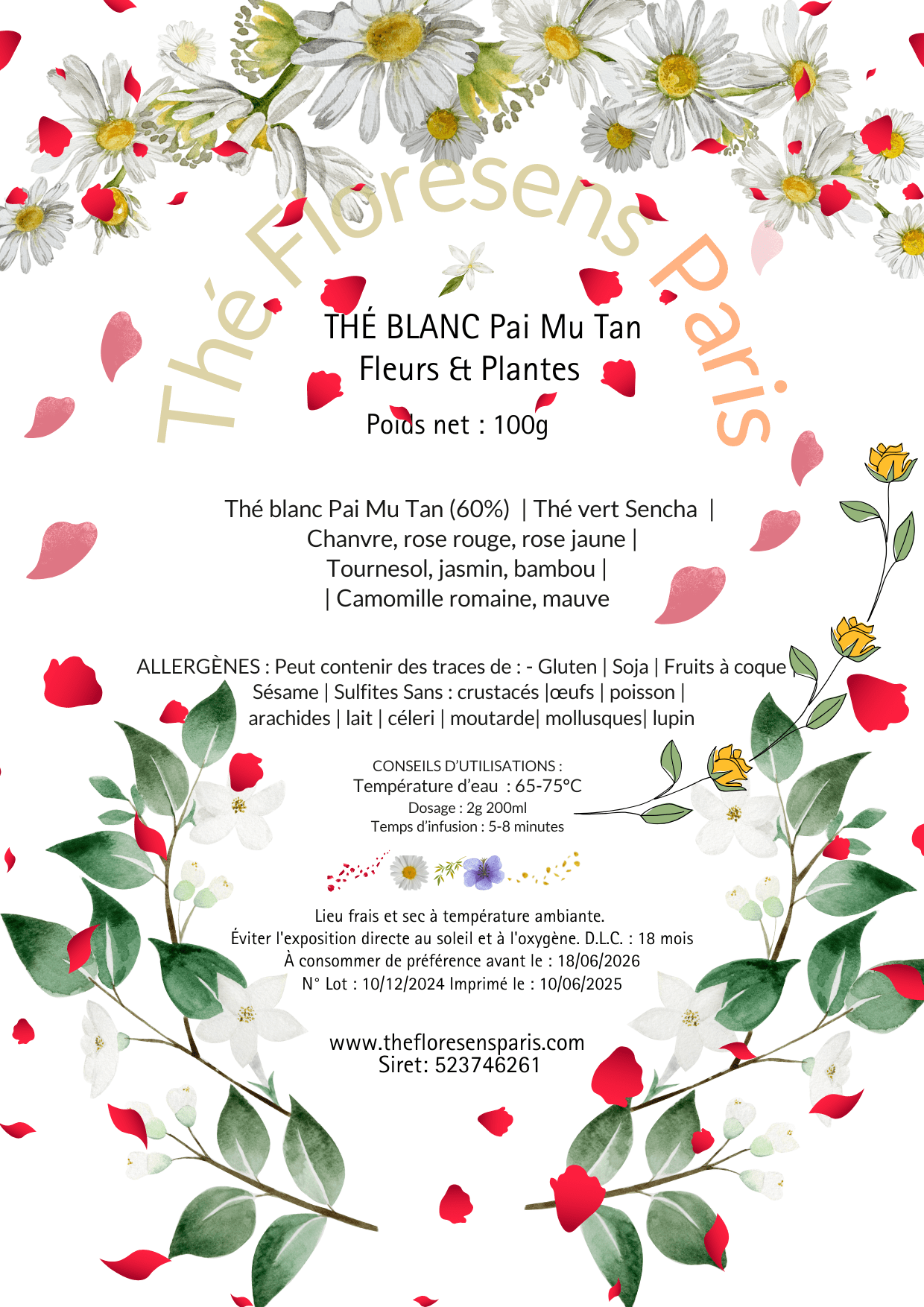 Thé Blanc Pai Mu Tan Fleurs & Plantes - Thé Floresens Paris