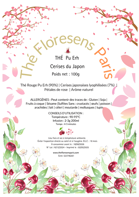 Thé Pu Erh Cerise Japon - Thé Floresens Paris
