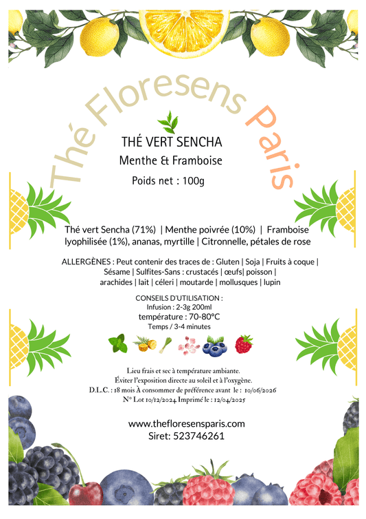 Thé Vert Sencha Menthe & Framboise - Thé Floresens Paris